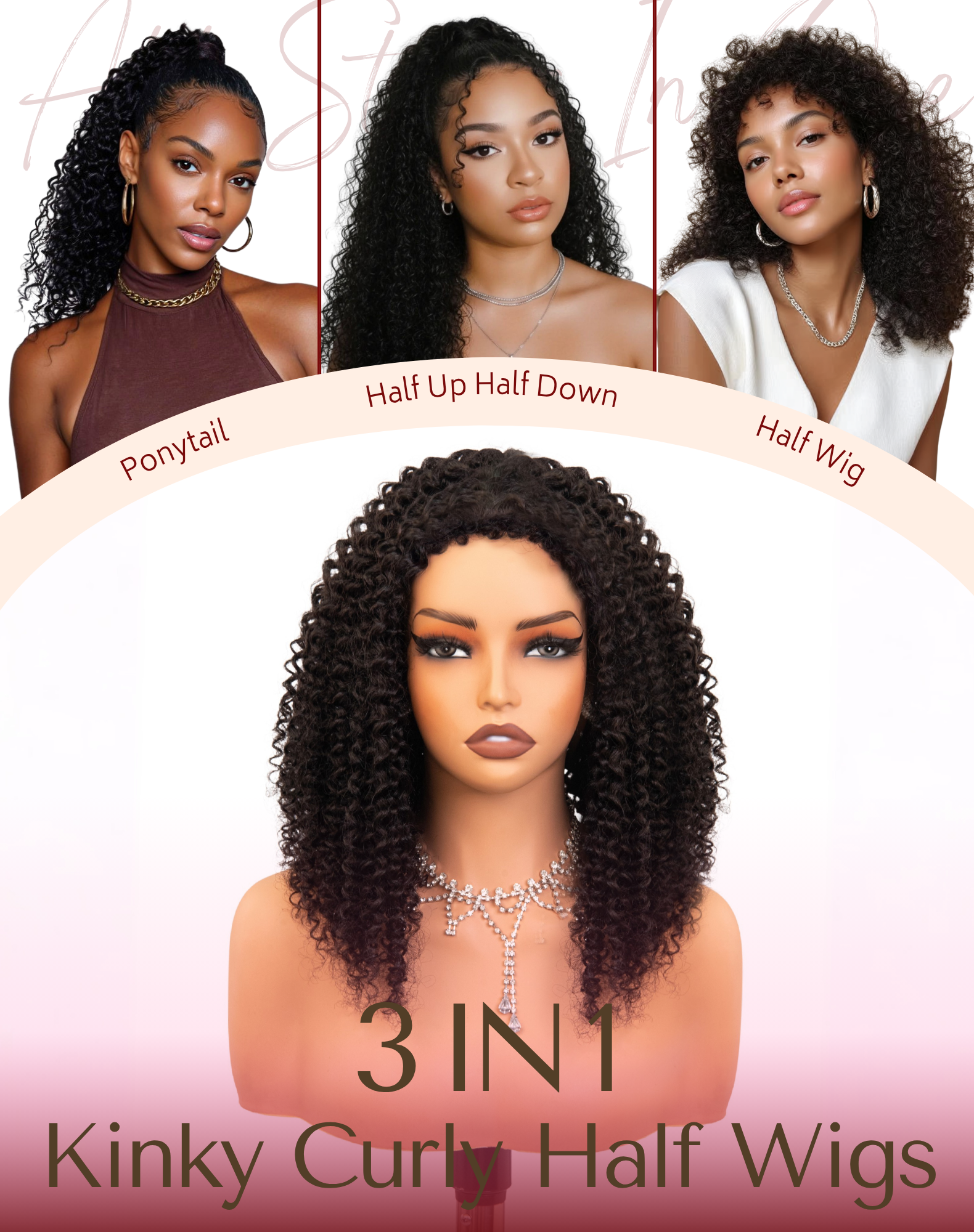 Kinky curly half wig compared with lace wig for protective styling