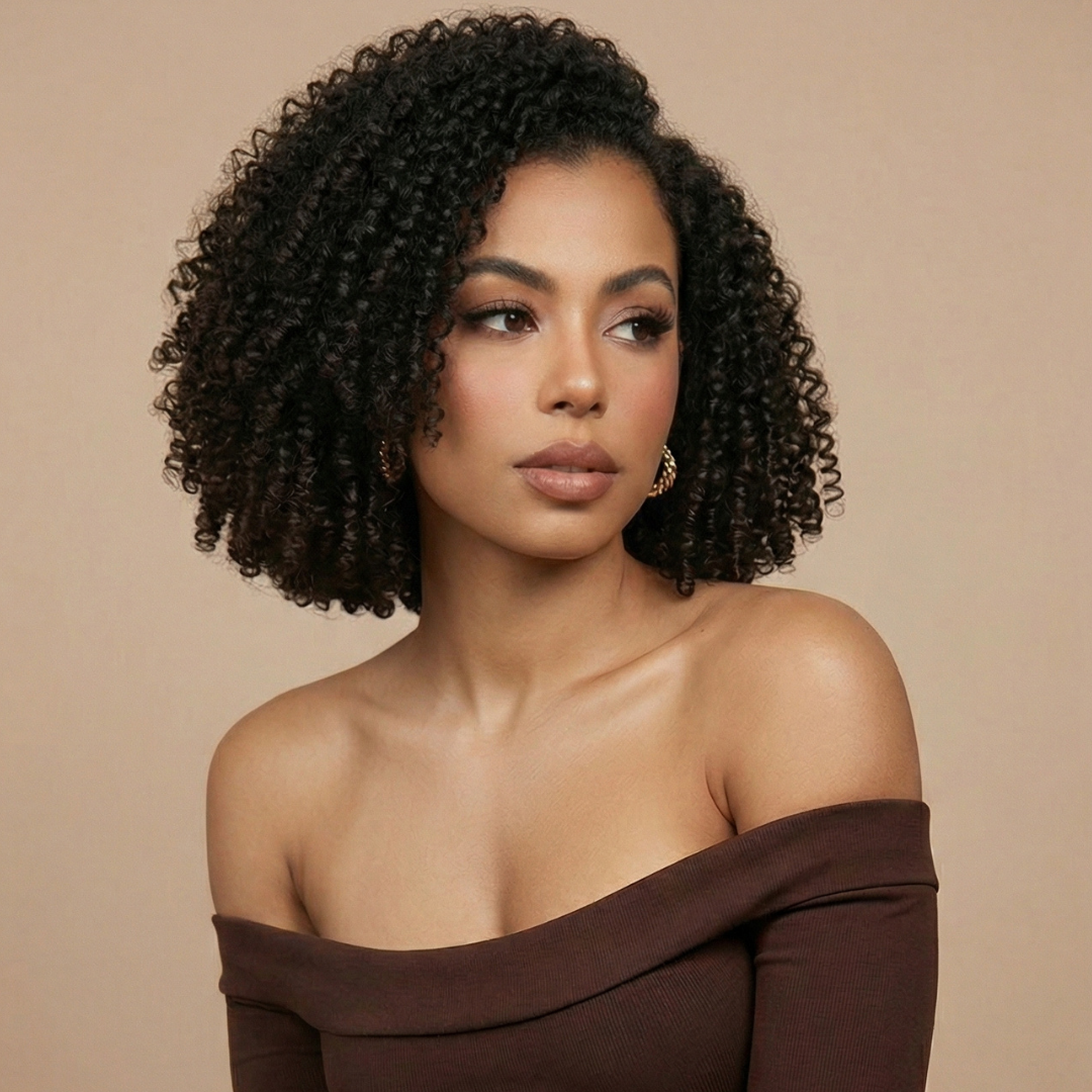 14 inch kinky curly half wig human hair length example