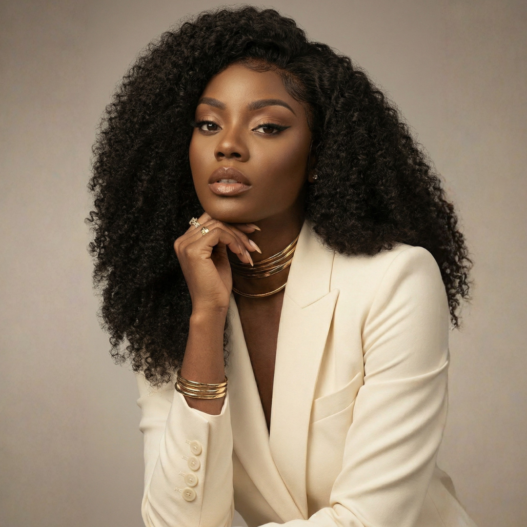 24 inch kinky curly half wig human hair length example