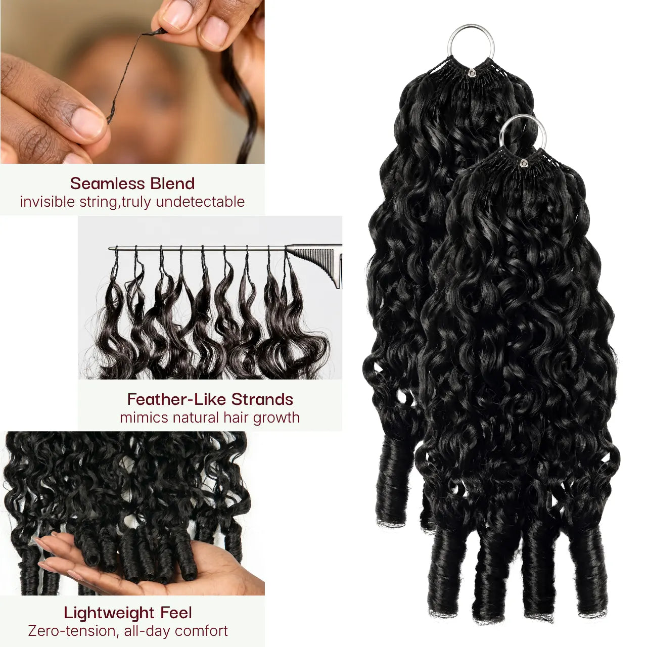 THE FOX Feather Crochet Human Hair Extensions - Natural Black