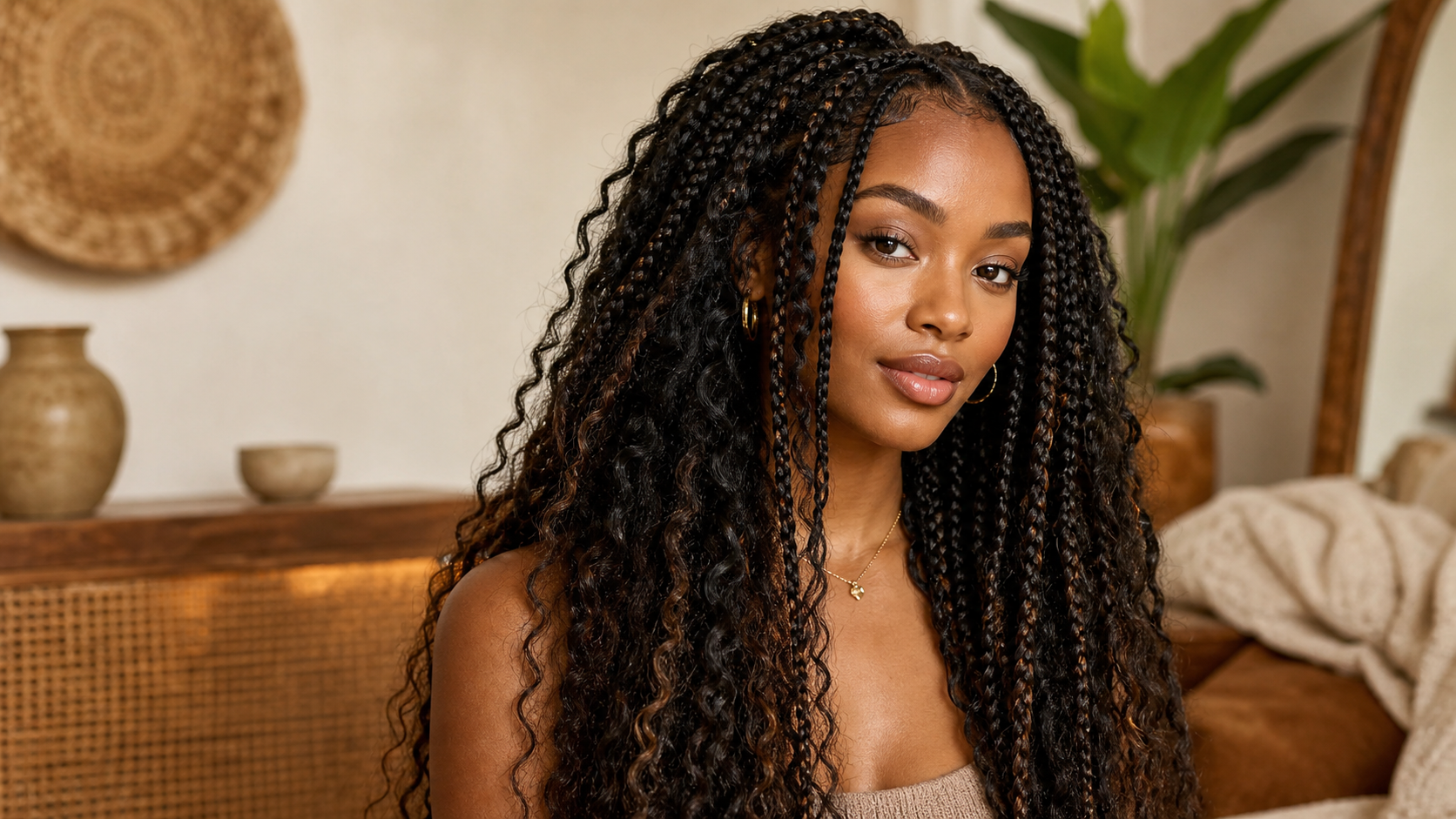 Textured boho braids with afro kinky bulk hair and natural 4C-friendly loose pieces