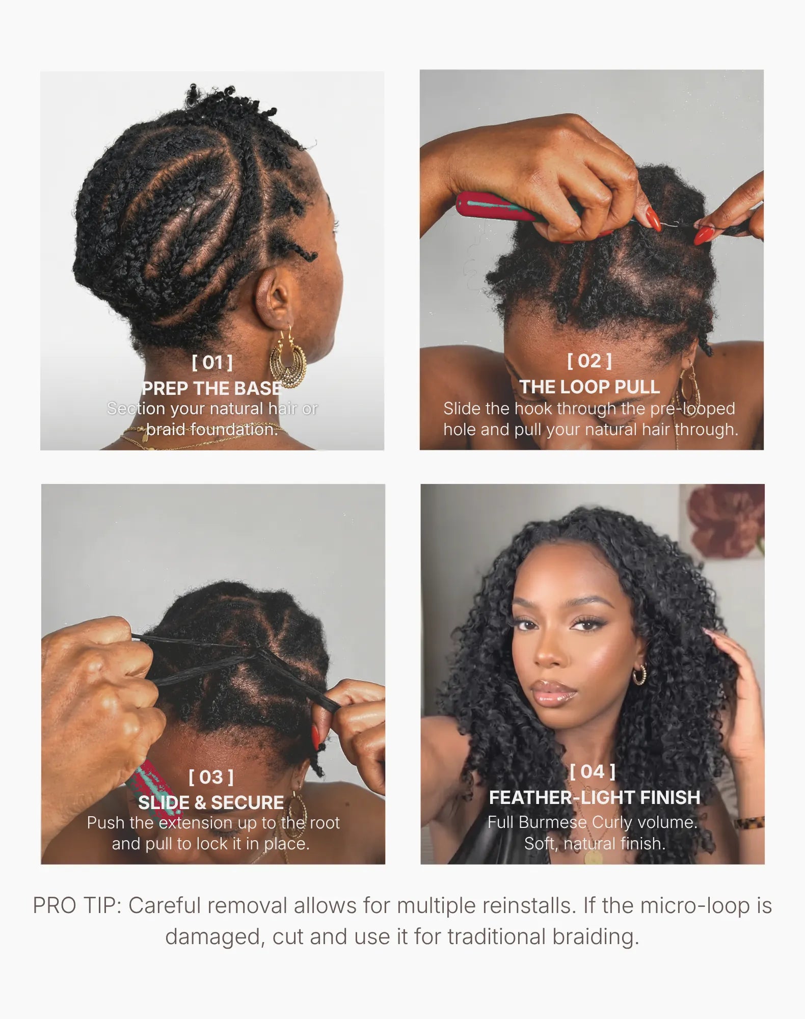 THE FOX Feather Crochet Human Hair Extensions - Natural Black