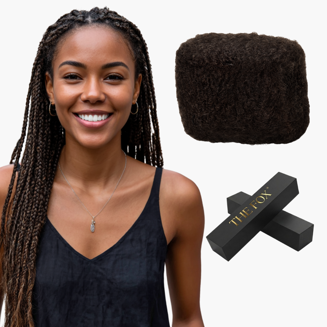 The Fox 1 PCS Afro Kinky Bulk Human Hair 100% Human Hair, Ideal for Braiding, Twists, Dreadlocks, Loc Repair, Kid-Friendly