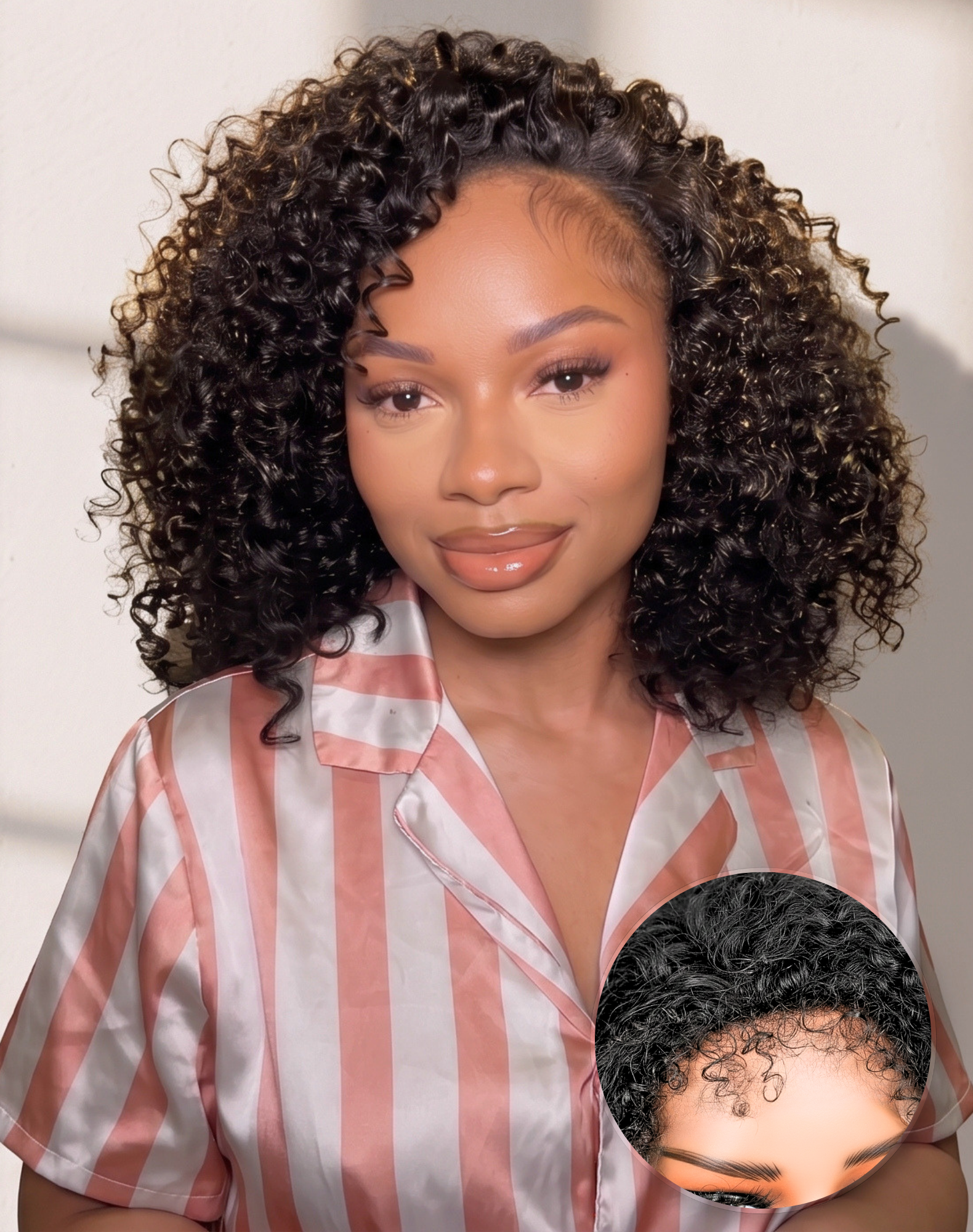 The Fox Kinky Curly Half Wig Human Hair with Melted 4C Kinky Edges, 3C/4A Glueless Wigs Human Hair, 3-in-1 Flip Over Drawstring, Zero Leave-out , 180% Density