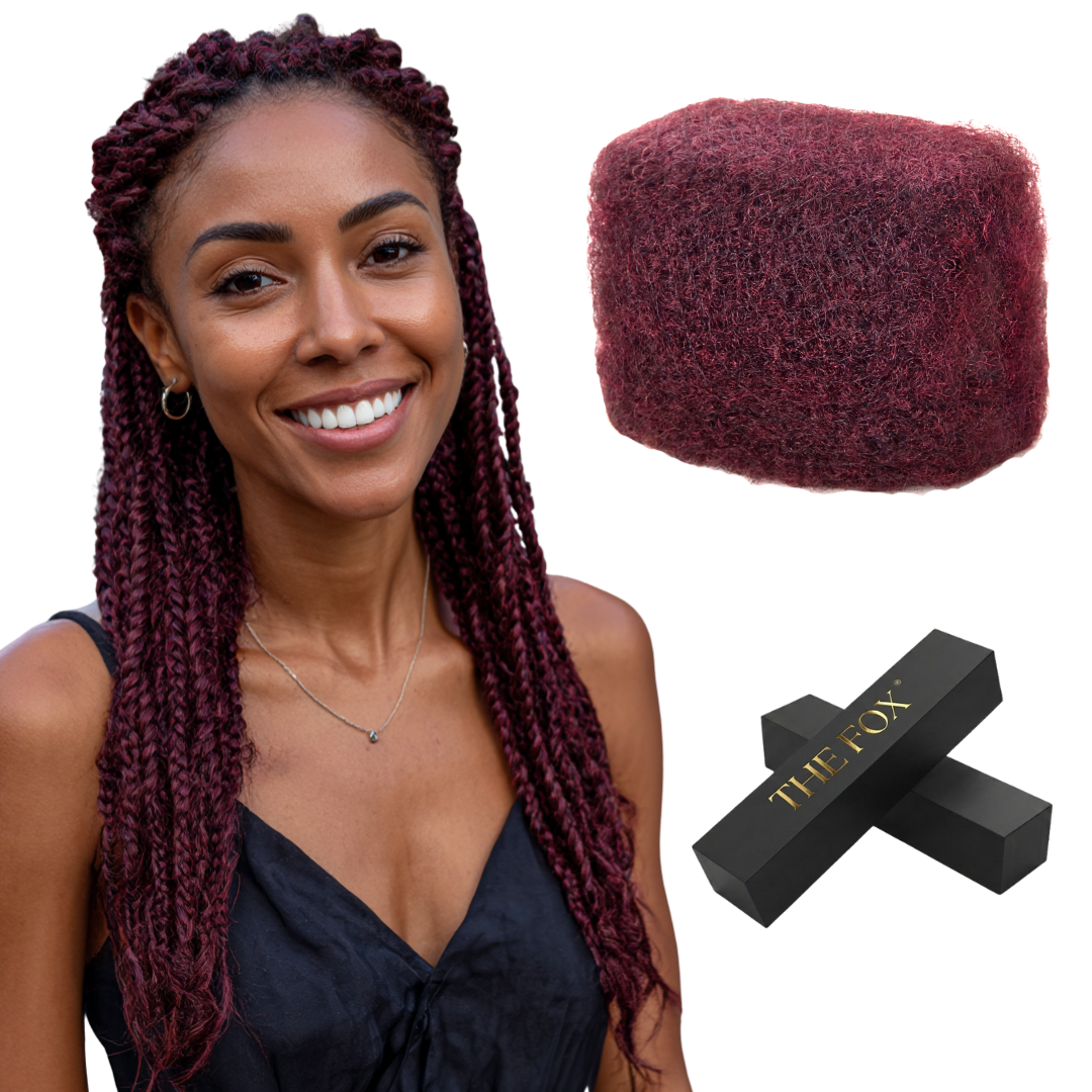 The Fox #99J Burgundy Afro Kinky Bulk Human Hair - 100% Human Hair for Boho Braids, Twists, Loc Repair & Dreadlocks