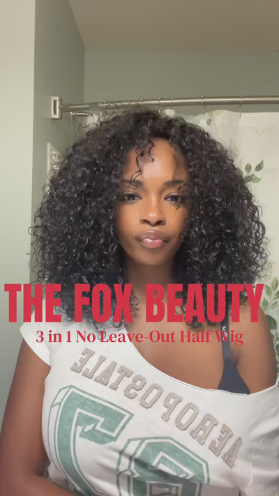 Kinky curly half wig video showing glueless no leave-out install and natural curl blend